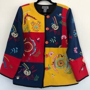 Vintage Indigo Moon Colorful Embroidered Jacket